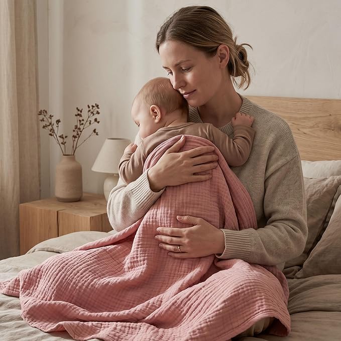Muslin Swaddle Blankets for Newborn, 4 Pack Breathable Soft Receiving Blanket - Image 5