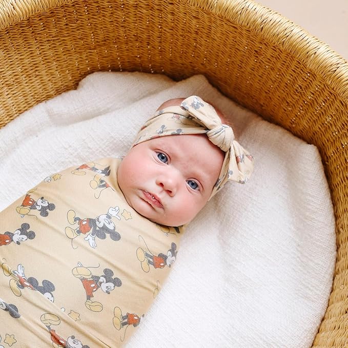 Copper Pearl Large Premium Knit Baby Swaddle Receiving Blanket Mickey Mouse