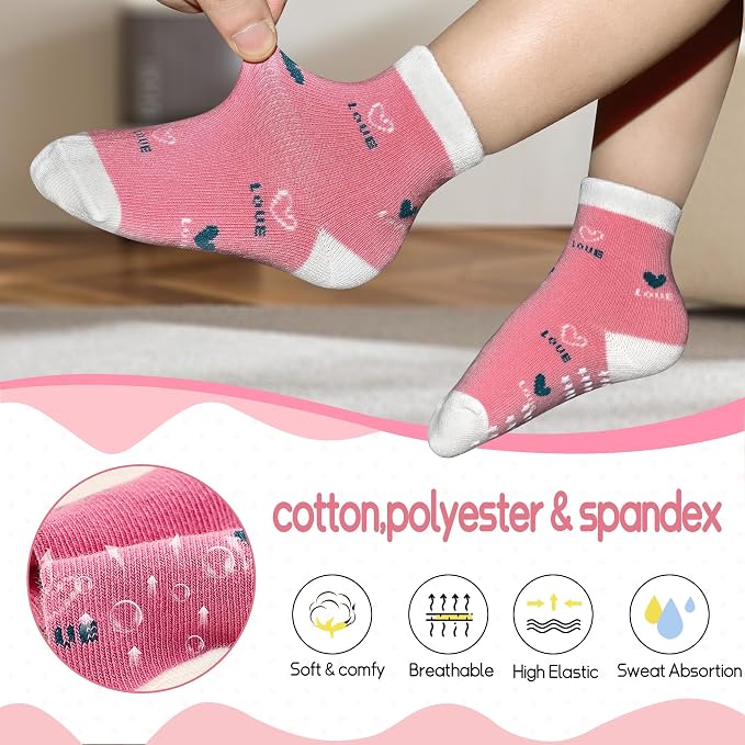 SkiBeaut Baby Toddlers Girls Socks, 12 Pairs Non Slip Kids Grips Toddler Grippy - Image 5