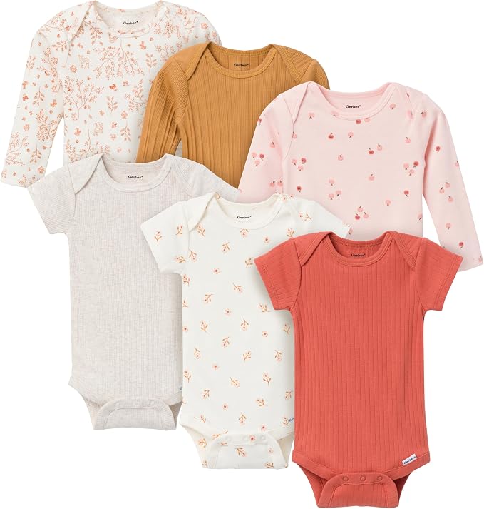 Gerber Baby Girls' 6-pack Long-sleeve Onesies Bodysuits by Gerber