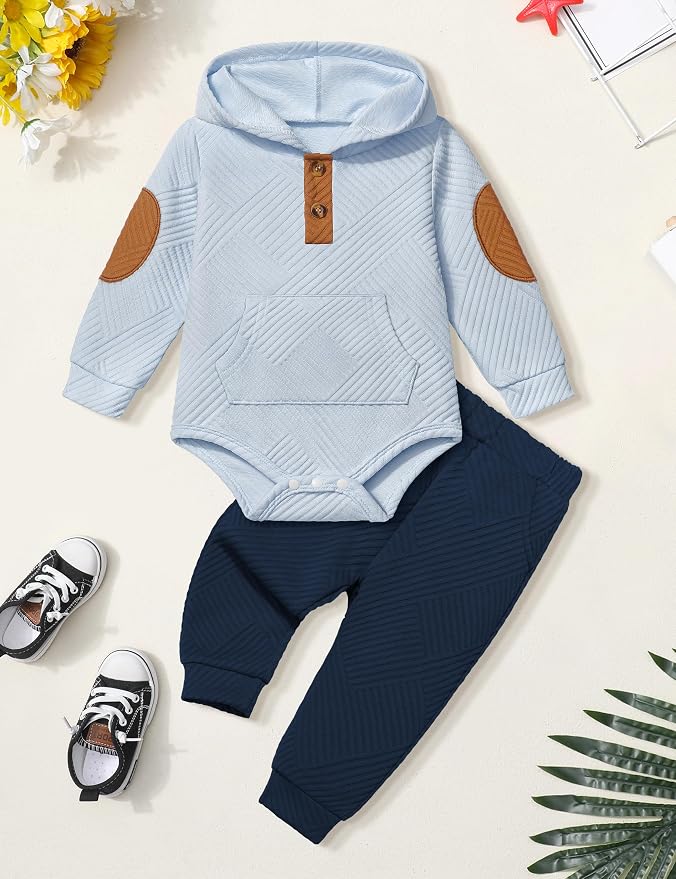 Fommy Baby Boy Clothes Colorblocked Long Sleeve Hoodie + Long Pants 2PCS Fall - Image 6