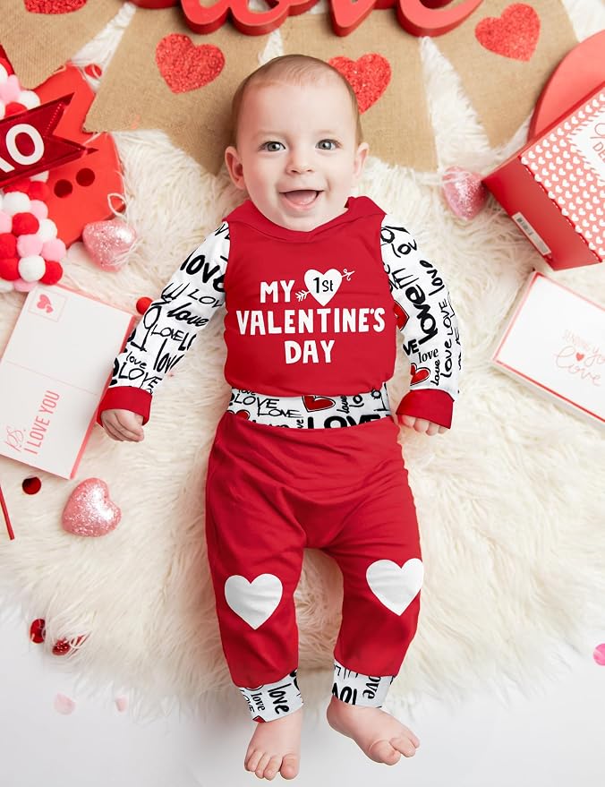 Fommy Newborn Baby Boy Clothes Plaid Letter Print Long Sleeve Hoodies + Long - Image 3