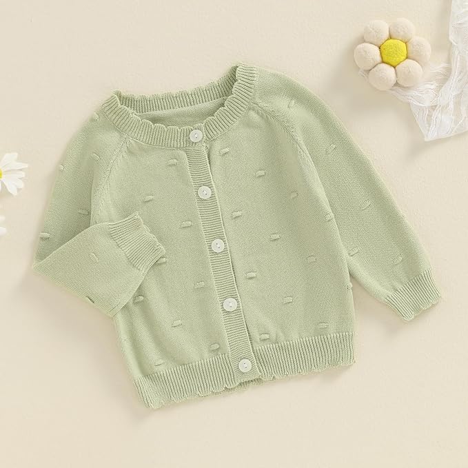 Baby Girl Cardigan Long Sleeve Button Up Sweater Toddler Girl Fall Outfits - Image 4