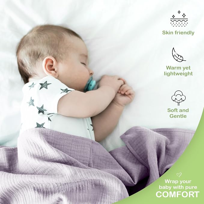 100% Organic Cotton Baby Muslin Blanket 2 Pack 47x47 in Girl Gift | Oeko-TEX - Image 6