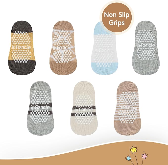 GOTS Organic Cotton Blend 7 Baby Socks 0-6 Months Animal Design Non Slip - Image 7