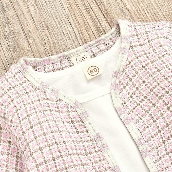 Toddler Kids Baby Girls Plaid Skirt Set Cardigan Jacket Coat + Tutu Dress Set - Image 6