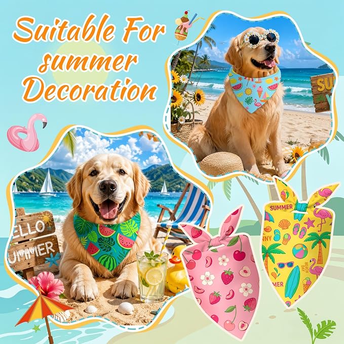 50 Pcs Summer Hawaiian Dog Bandanas Bulk Tropical Flower Pattern - Image 4