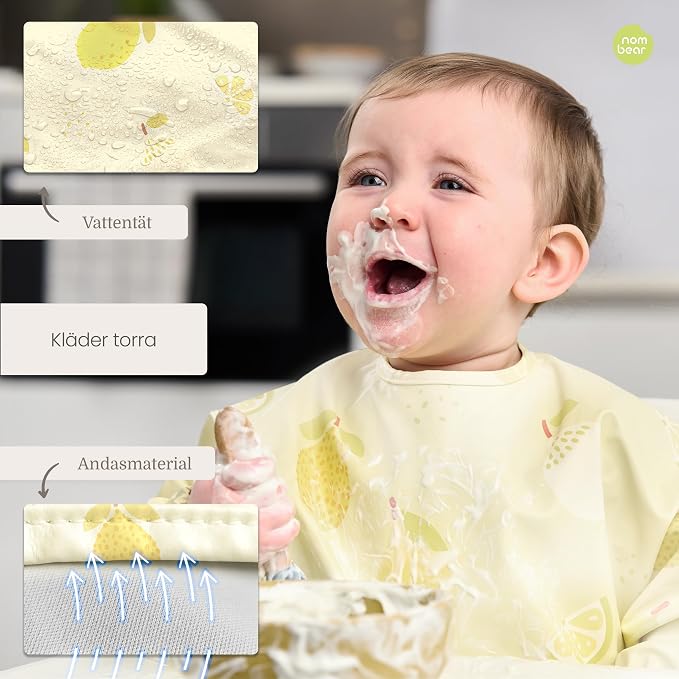 Waterproof Smock Baby Bibs for Eating | Long Sleeve Bib for Baby Led Weaning - Image 4