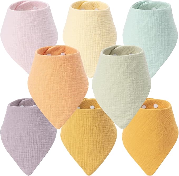 8-Pack Muslin Baby Bibs for Drooling and Teething | Soft& Absorbent, 100% Cotton by Unknown