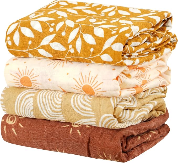 4 Set Muslin Swaddle Blankets Receiving Blanket by CoolaPeach