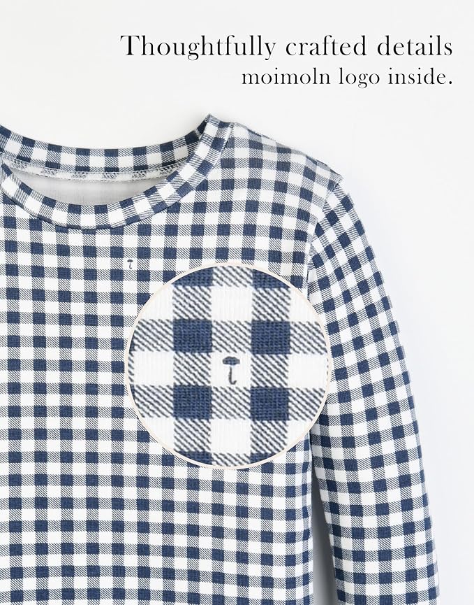 moimoln Cotton Modal Baby Toddler Pajamas Check Solid Leopard 6M-8Y - Image 4