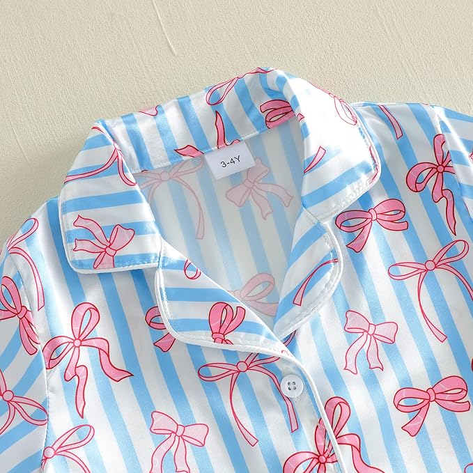Kuriozud Toddler Baby Girl Pajamas Set Summer Floral Short Sleeve Button Down - Image 7