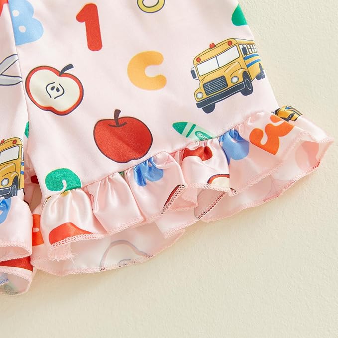 Kuriozud Toddler Baby Girl Pajamas Set Summer Floral Short Sleeve Button Down - Image 8