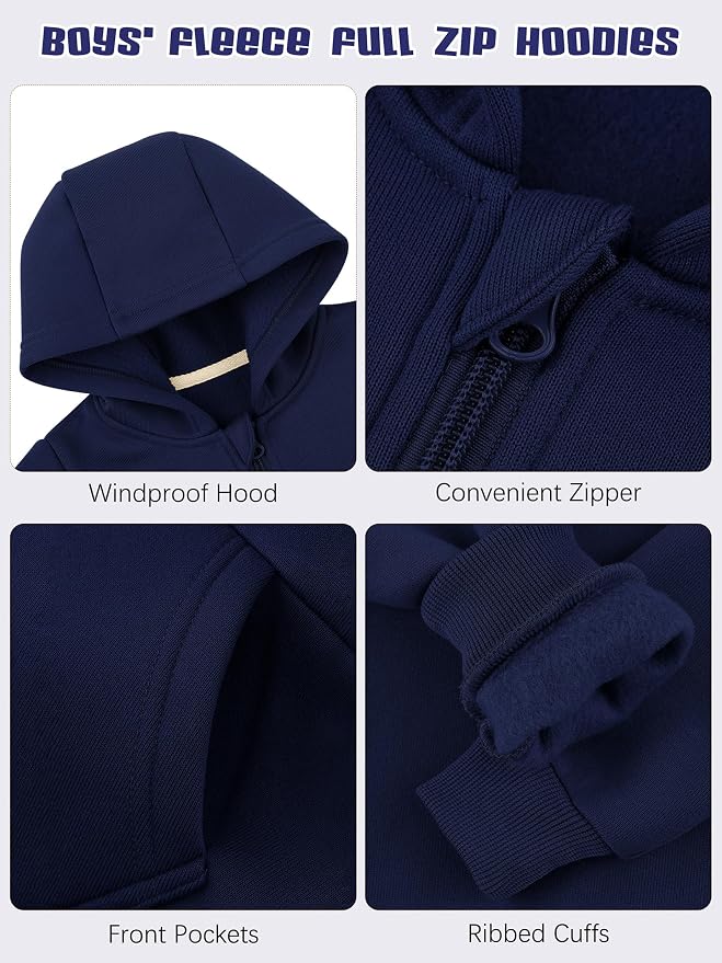 Cooraby 3 Packs Baby and Toddler Boys Long Sleeve Full-Zip Hoodies Infant - Image 5