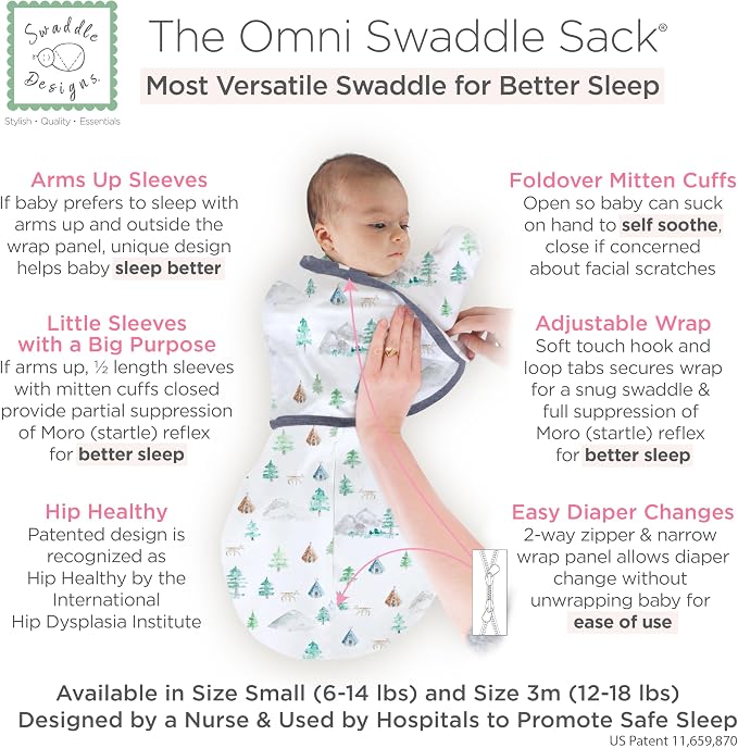 SwaddleDesigns 6-Way Omni Swaddle Sack, Arms Up Swaddle - Image 2