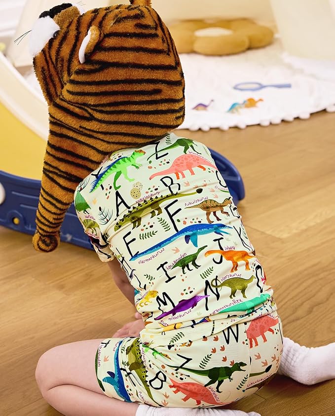 babee Reshinee Bamboo Viscose Toddler Boys Pajamas Set, Short Sleeve Kids - Image 4