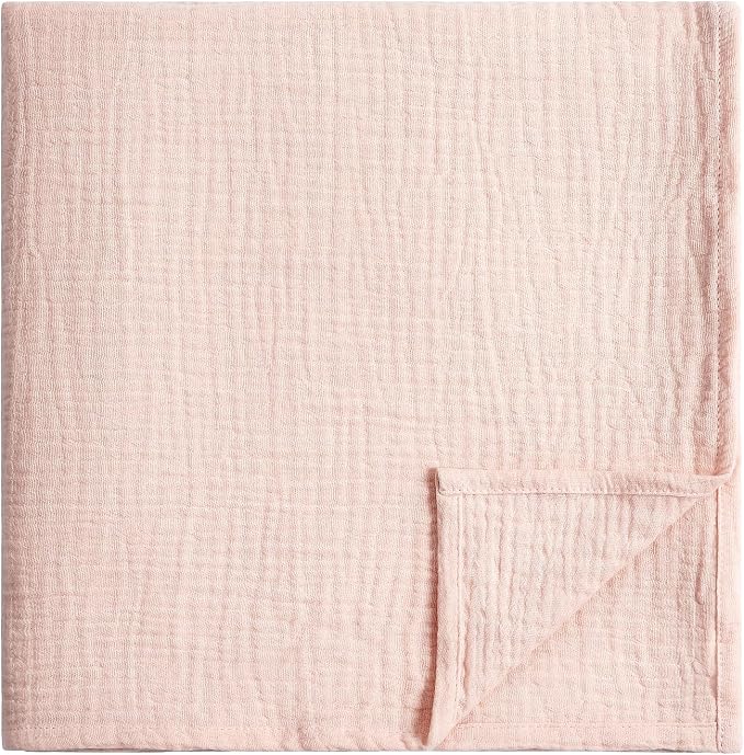 Meracorallo Muslin Swaddle Blanket, 100% Cotton, Peach Pink | Soft Breathable by Meracorallo