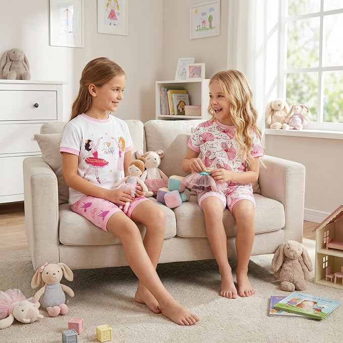 DAUGHTER QUEEN Girls Summer Pajamas Set 4 Pieces 100% Cotton Sleepwear Size 18 - Image 2