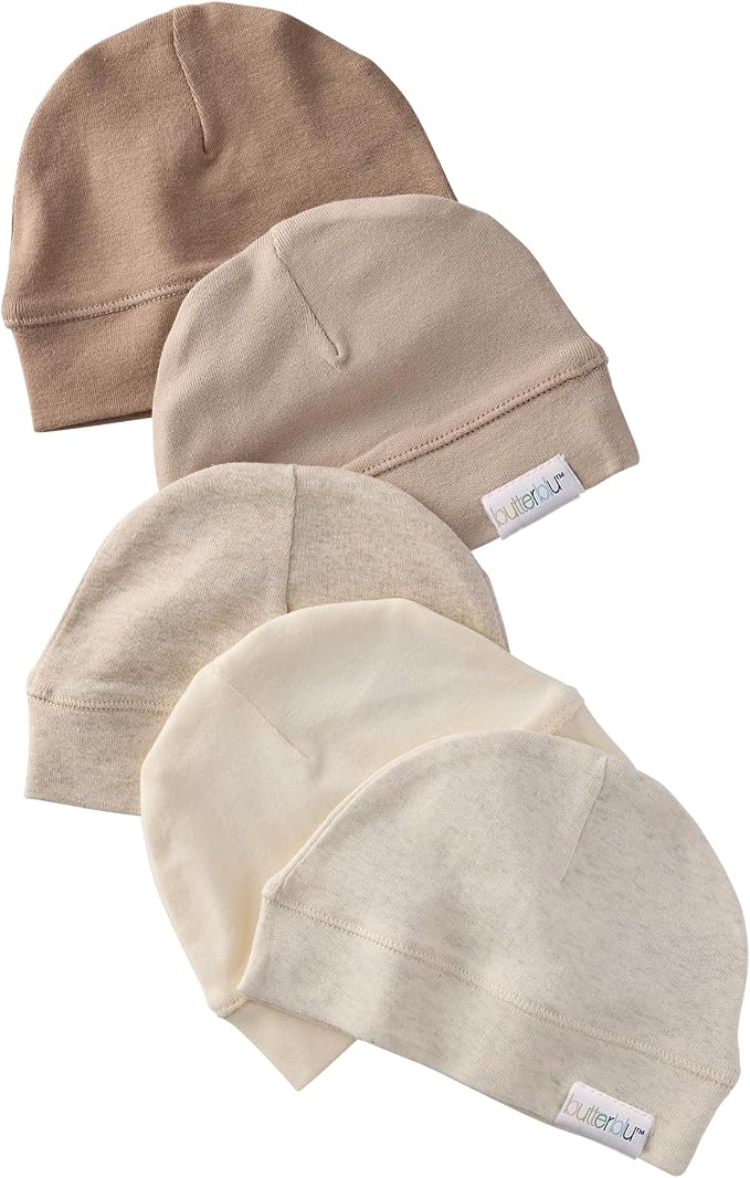Charlie 5-Pack Caps 100% Organic Cotton Beanie Hats | GOTS certified Organic by Butterblu
