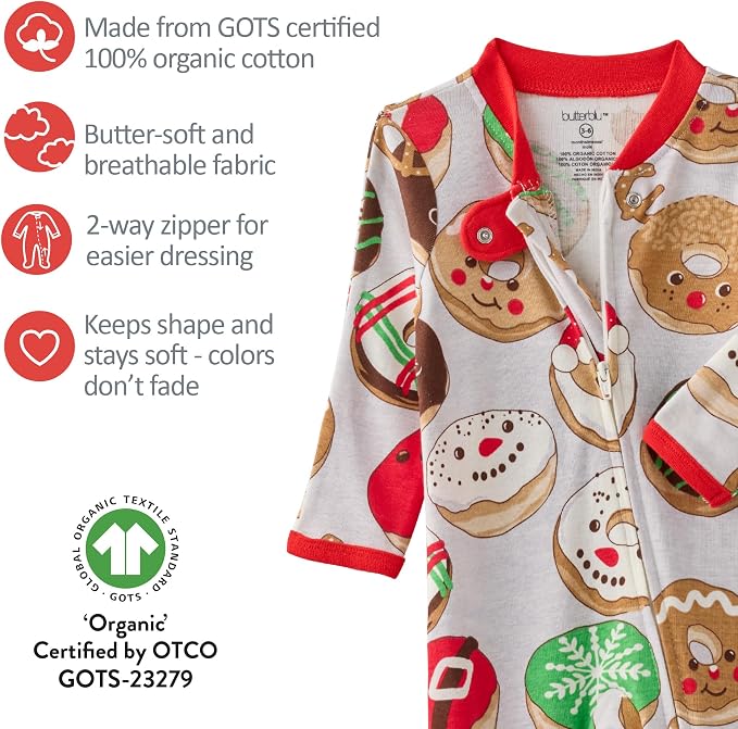 Butterblu Scout Sleep & Play 100% Organic Cotton Footed Zip Front PJs | GOTS - Image 5