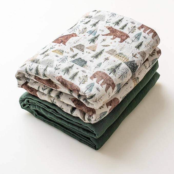 Miaoberry GOTS Certified Organic Muslin Swaddle Blankets, 2 Pack Baby Receiving - Image 4