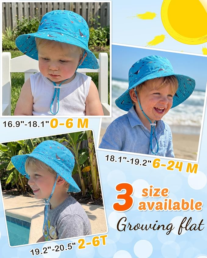 Baby Sun Hat Kids Summer Sun Protection Toddler Bucket Hat Wide Brim Adjustable - Image 2