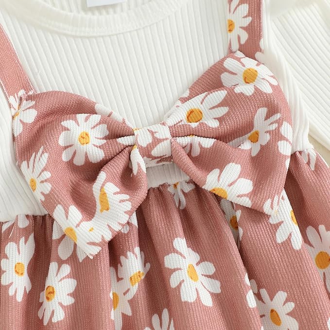 Newborn Baby Girl Clothes Ruffle Sleeve Jumpsuit Corduroy Floral - Image 5