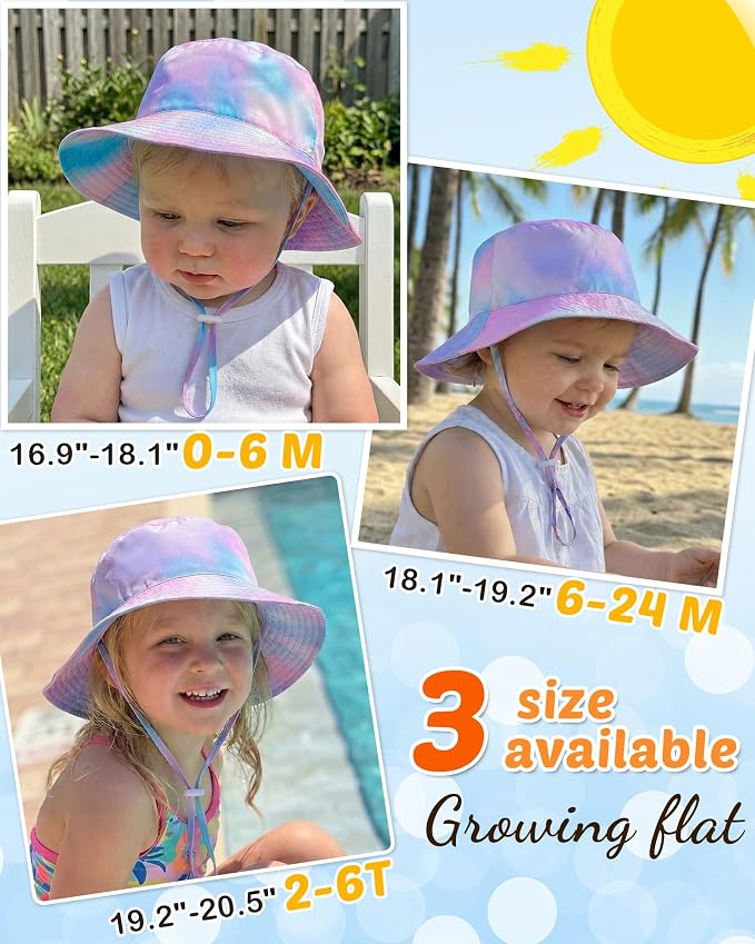 Baby Sun Hat Kids Summer Sun Protection Toddler Bucket Hat Wide Brim Adjustable - Image 4