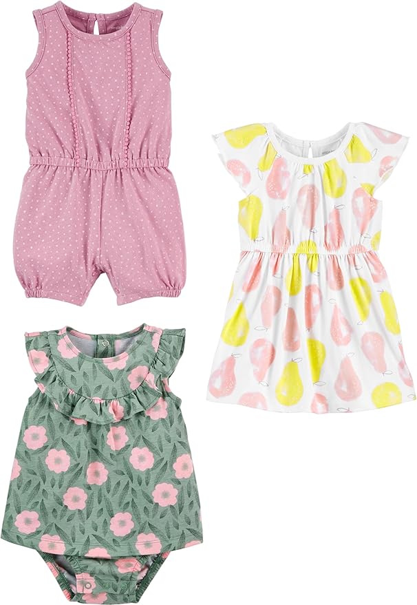 Simple Joys by Carter's Baby Girls 3-pack Romper, Sunsuit and Dress by SimpleJoysbyCarters