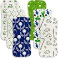 6 Pack Golf Baby Burp Cloths for Boys, Sports Theme Contoured Burping Rags by Spriggenix