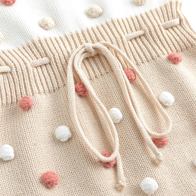 Simplee kids Baby Girl Romper, Sleeveless Pompoms Square Neck | Soft Breathable - Image 4