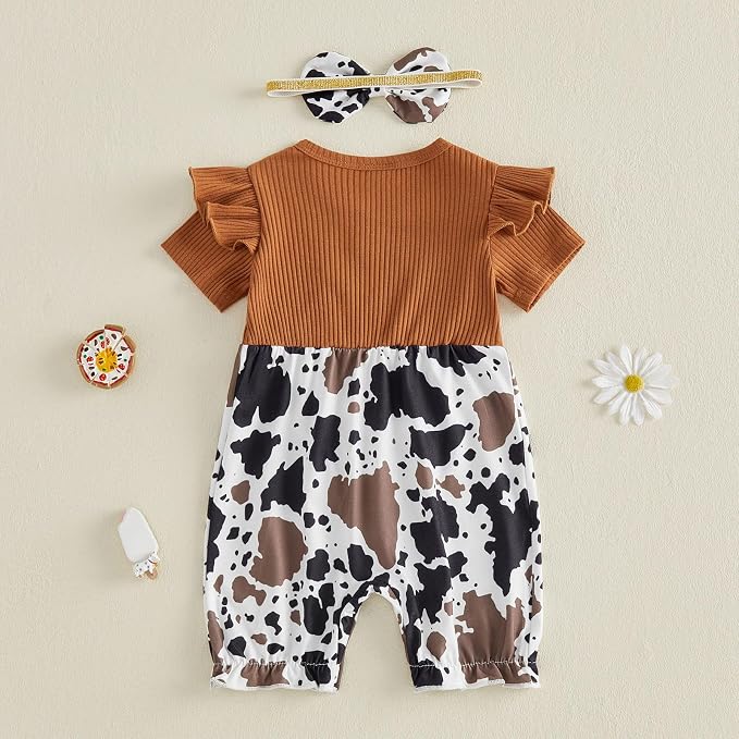YINGISFITM Newborn Baby Girl Summer Clothes Short Sleeve Bubble Romper Bow - Image 6