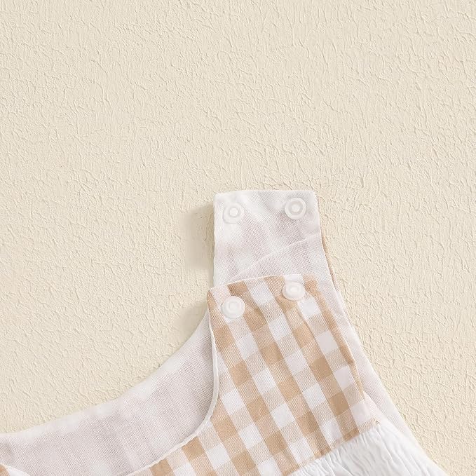 Newborn Baby Boys Sleeveless Seersucker Romper One Piece Straps Overalls - Image 5
