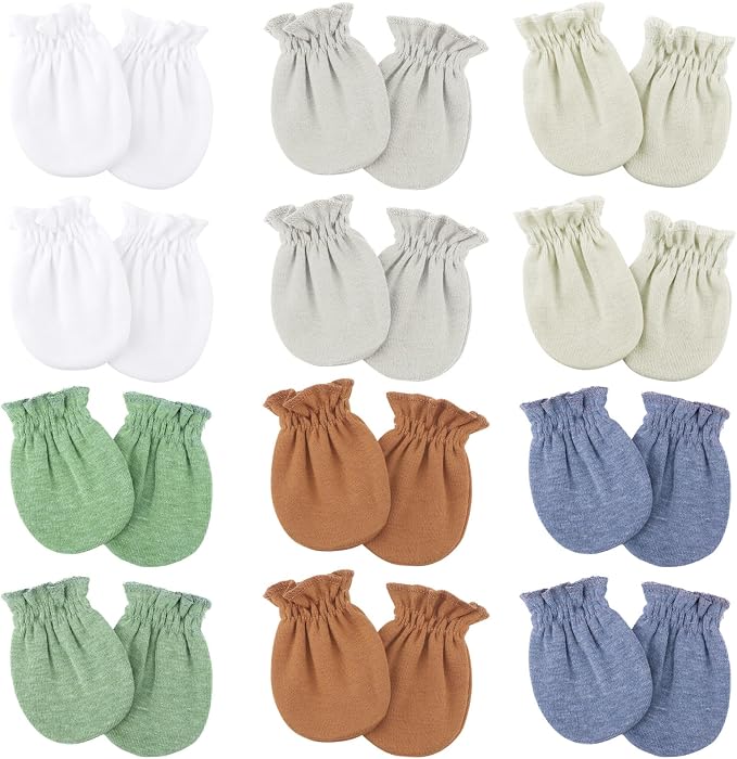 BQUBO 12 Pairs Baby Mittens Newborn Infant Mittens No Scratch Cotton Elastic by DRESHOW