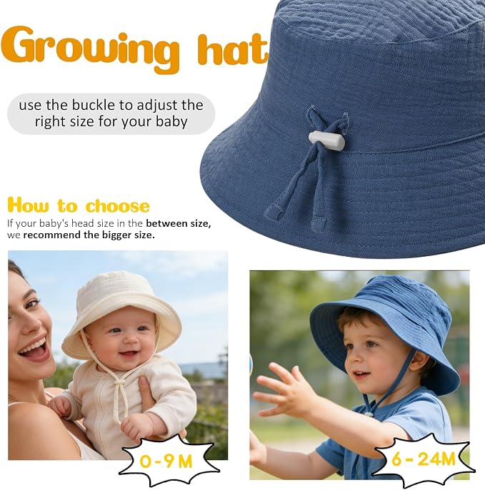 Baby Sun Hat Infant Toddler Summer Cotton Yarn Bucket Hat - Image 4