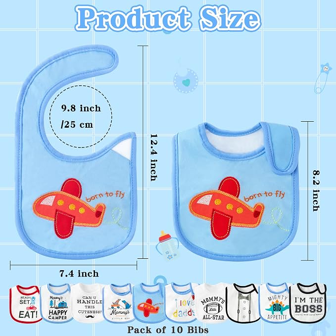 BWkoss 10Pcs Baby Bibs Waterproof Bibs - Image 2