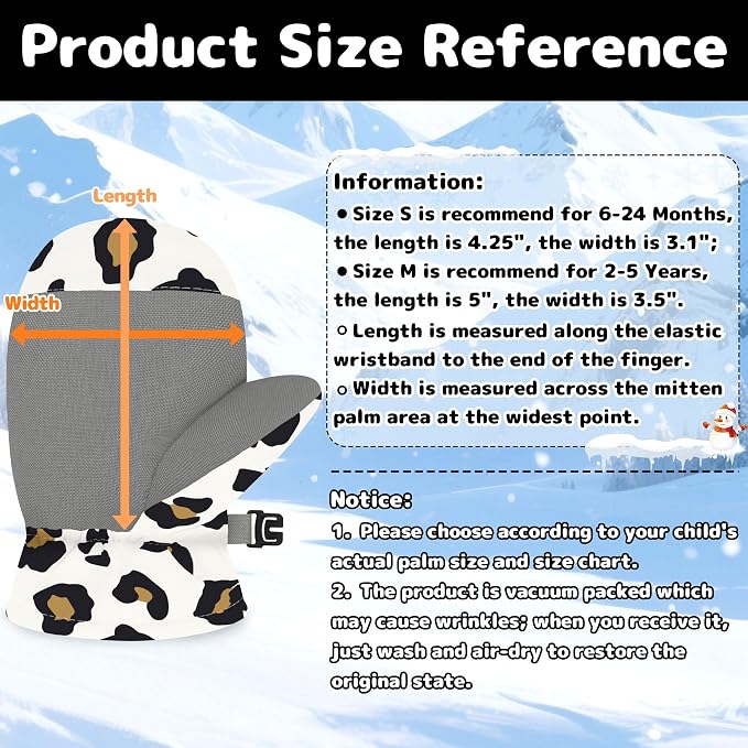 Olreco Baby Toddler Mittens Waterproof Infant Baby Winter Mittens Toddler Snow - Image 6