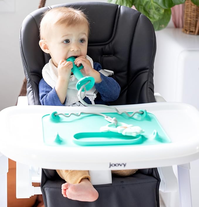 Busy Baby Teething Spoon - 2-in-1 Teether and Training Spoon for Self Feeding, Dishwasher Safe, BPA Free, Food Grade Silicone (Pink)