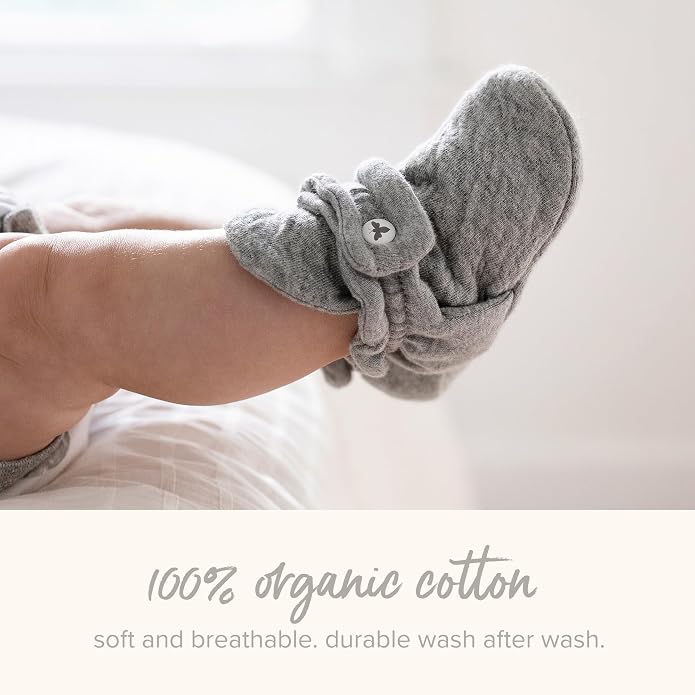 Burt's Bees Baby Unisex 100% Organic Cotton, Adjustable Booties | Easy-on and - Image 4