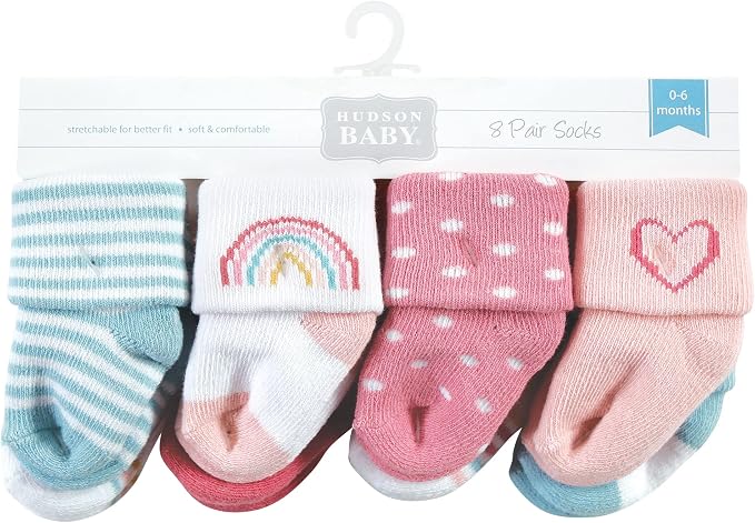 Hudson Baby Baby 8-pack Cotton Rich Newborn and Terry Socks - Image 2