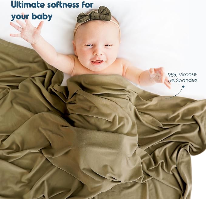 2 Pack Newborn Swaddle Blanket, Ultra Soft Stretchy Jersey Knit Extra Large - Image 5