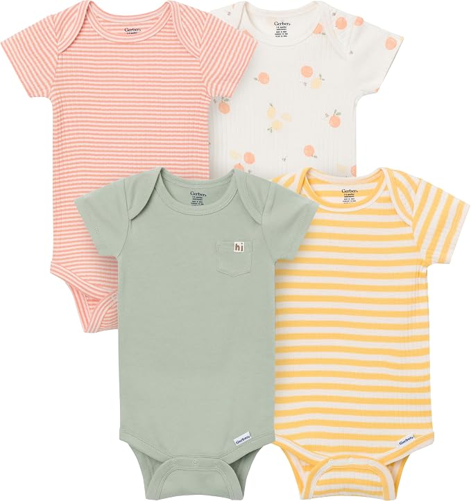 Gerber Baby Girls 4-Pack Short Sleeve Onesies Bodysuits by Gerber