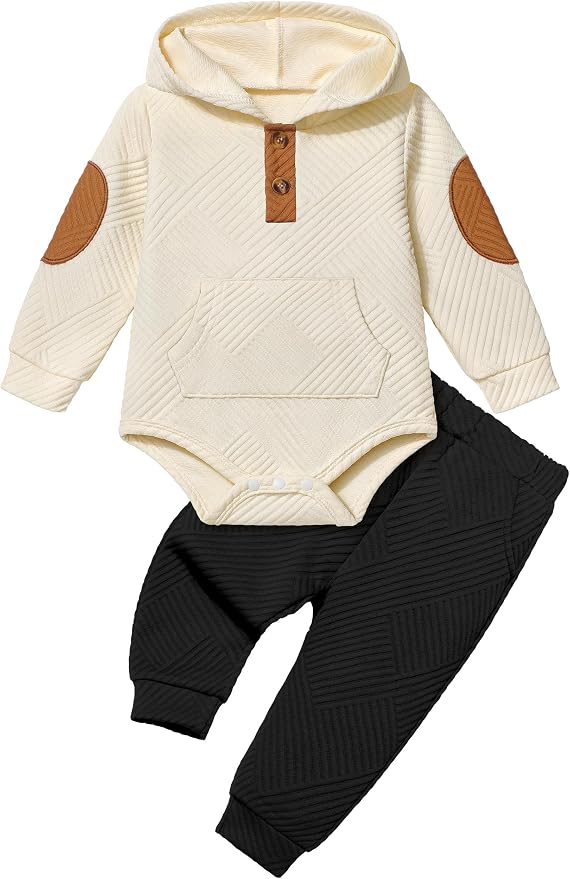 Fommy Baby Boy Clothes Colorblocked Long Sleeve Hoodie + Long Pants 2PCS Fall by Fommy
