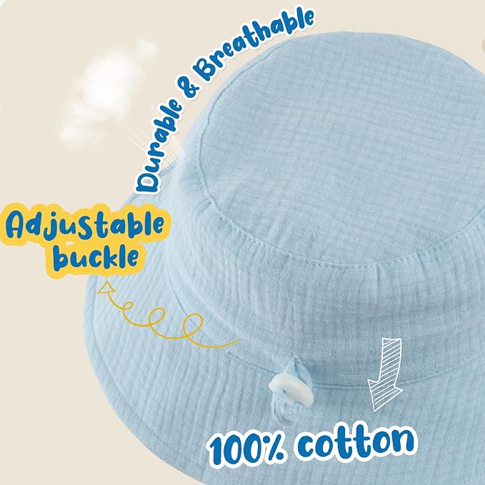 Muslin Baby Sun Hat Sun Protection Baby Toddler Bucket Hats - Image 2
