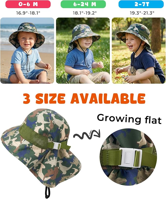 Toddler Baby Sun Hat Kids Summer Beach Essentials Adjustable Beach Hats - Image 5