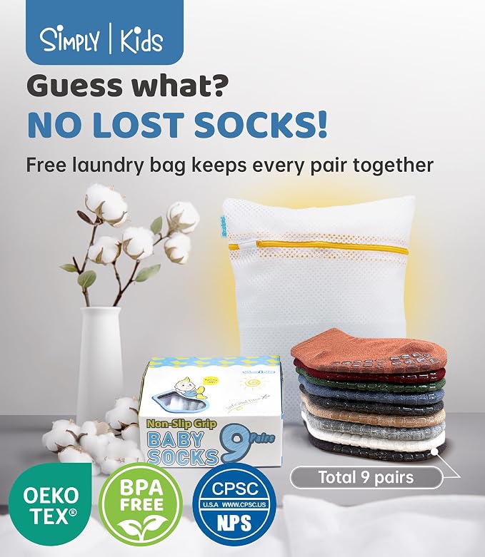 Baby Mid-Crew Socks with Grips for 0-7 Years Old Toddler Boy Girl Kids - Image 6