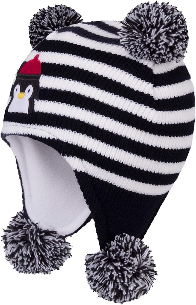 LANGZHEN Toddler Kids Infant Winter Hat,Earflap Knit Warm Cap Fleece Lined Beanie for Baby Boys Girls