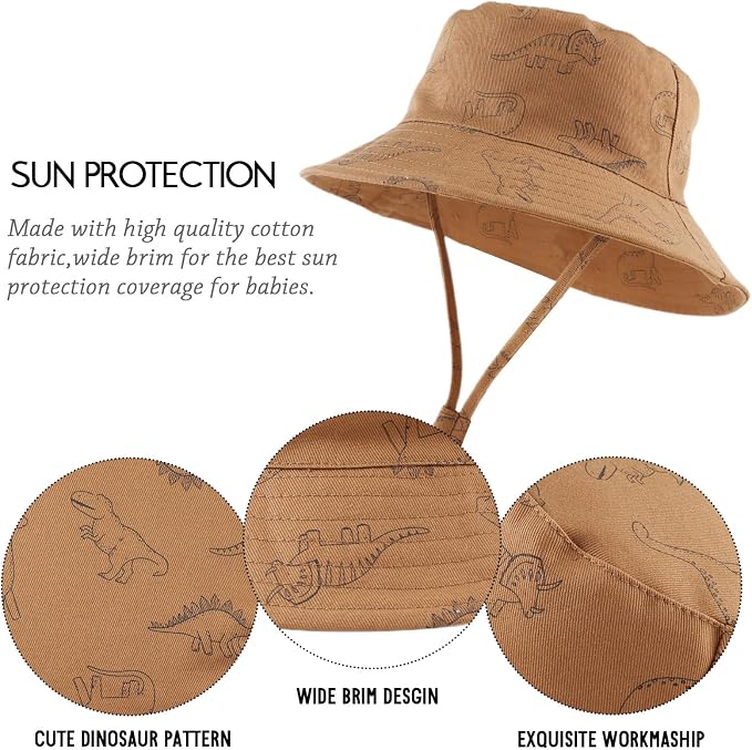 JANGANNSA Dinosaur Baby Boys Sun Hat Cotton Toddler Girls Bucket Hats Summer - Image 4