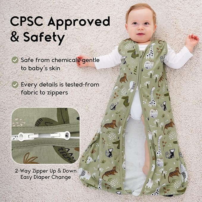 Yoofoss Baby Sleep Sack 12-18 Months 0.5 Tog Wearable Blanket for Baby, 3 Pack 100% Organic Cotton Infant Toddler Sleeping Sack 2-Way Zipper Lightweight Sleep Sack