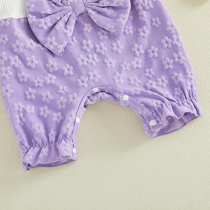 YINGISFITM Newborn Baby Girl Summer Clothes Short Sleeve Bubble Romper Bow - Image 8